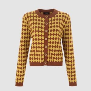 Cider Brown and Yellow Checker Cardigan
Size L
